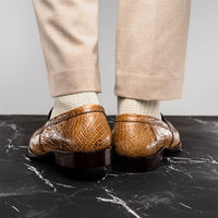 11-201-TPE ROMA Crocodile Penny Loafer, Taupe Zelli Italia