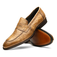 11-201-TPE ROMA Crocodile Penny Loafer, Taupe Zelli Italia