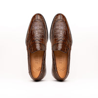 11-201-CGM ROMA Crocodile Penny Loafer, Cognac Zelli Italia
