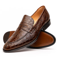 11-201-CGM ROMA Crocodile Penny Loafer, Cognac Zelli Italia