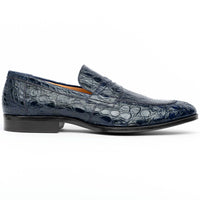 11-201-NVY ROMA Crocodile Penny Loafer, Navy Zelli Italia
