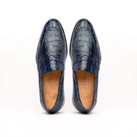 11-201-NVY ROMA Crocodile Penny Loafer, Navy Zelli Italia