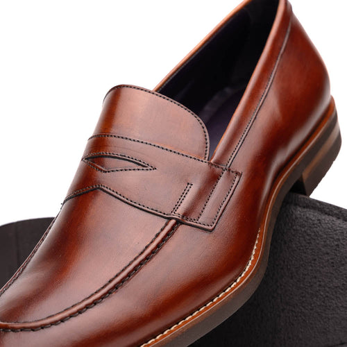 Zelli Italia 15-400-CGN ROMA Hand Burnished Calfskin Penny Loafer Cognac