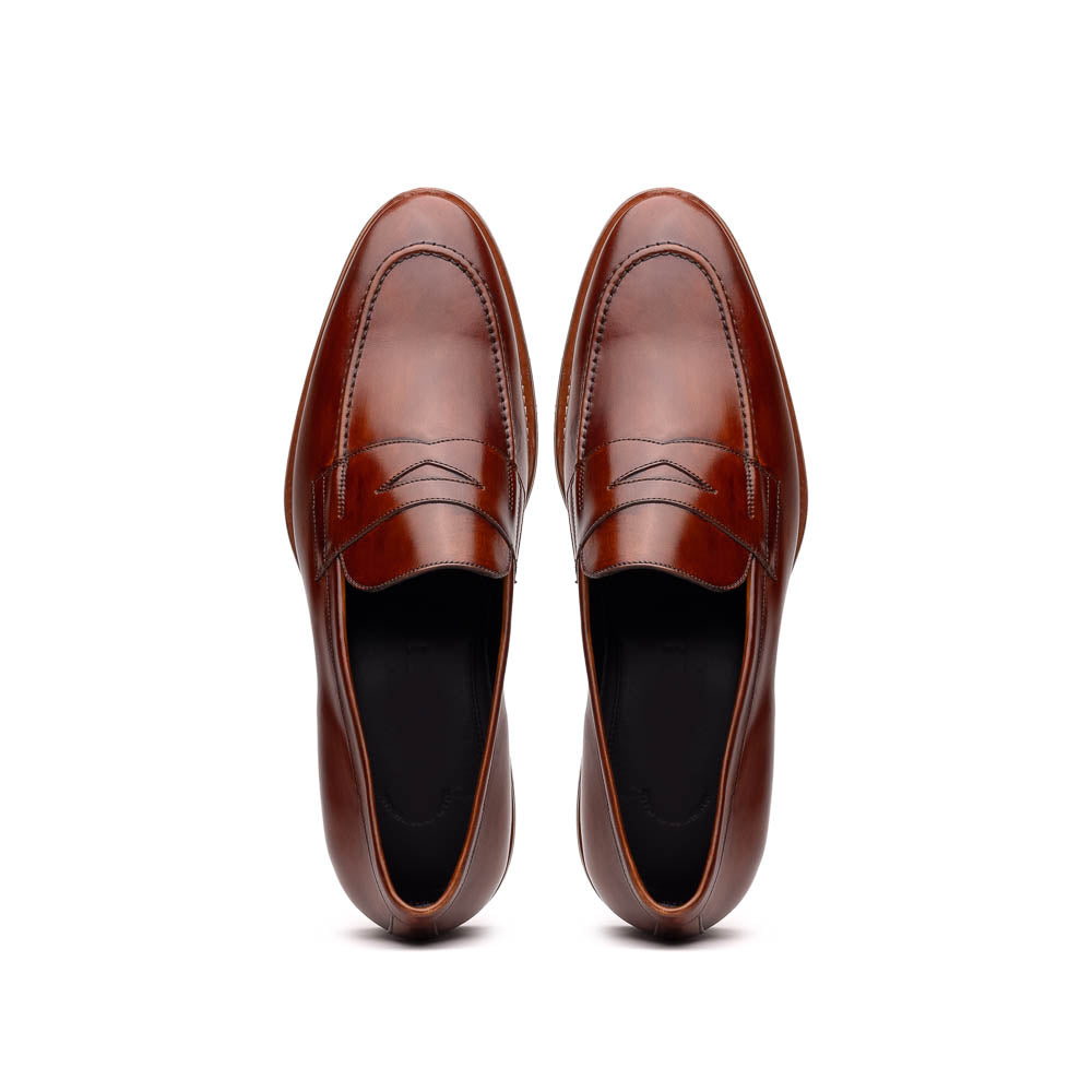 Zelli Italia 15-400-CGN ROMA Hand Burnished Calfskin Penny Loafer Cognac