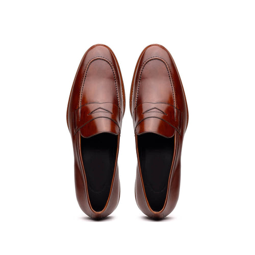 Zelli Italia 15-400-CGN ROMA Hand Burnished Calfskin Penny Loafer Cognac