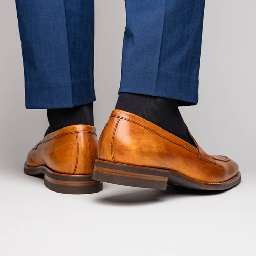 Zelli Italia 15-400-CML ROMA Hand Burnished Calfskin Penny Loafer Camel