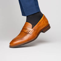 Zelli Italia 15-400-CML ROMA Hand Burnished Calfskin Penny Loafer Camel