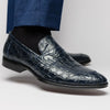 11-201-NVY ROMA Crocodile Penny Loafer, Navy Zelli Italia