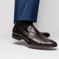 11-201-NIC ROMA Crocodile Penny Loafer, Nicotine Zelli Italia