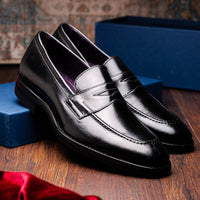 Zelli Italia 15-400-BLK ROMA Hand Burnished Calfskin Penny Loafer Black