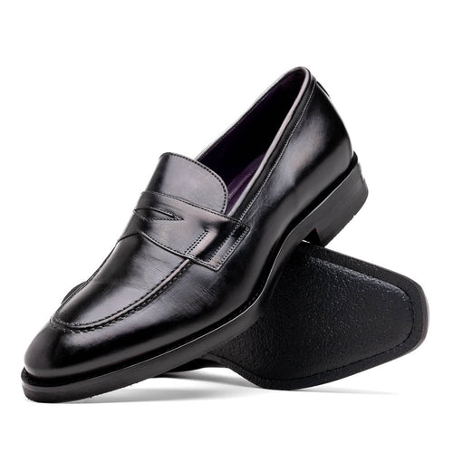 Zelli Italia 15-400-BLK ROMA Hand Burnished Calfskin Penny Loafer Black