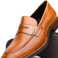 Zelli Italia 15-400-CML ROMA Hand Burnished Calfskin Penny Loafer Camel