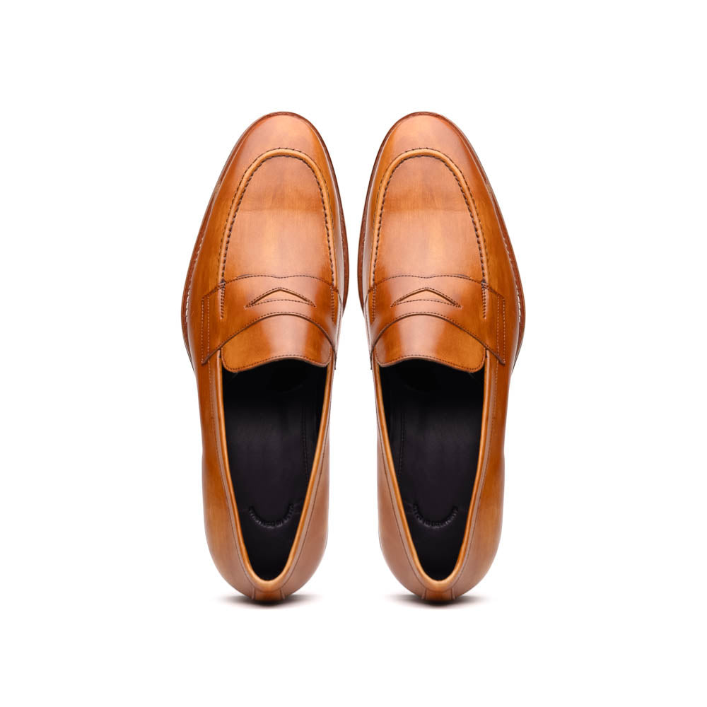 Zelli Italia 15-400-CML ROMA Hand Burnished Calfskin Penny Loafer Camel