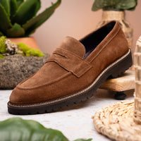 Zelli Italia 16-657-TOB ROMA Italian Suede Penny Loafers Tobacco