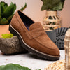 Zelli Italia 16-657-TOB ROMA Italian Suede Penny Loafers Tobacco