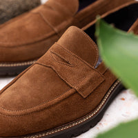 Zelli Italia 16-657-TOB ROMA Italian Suede Penny Loafers Tobacco
