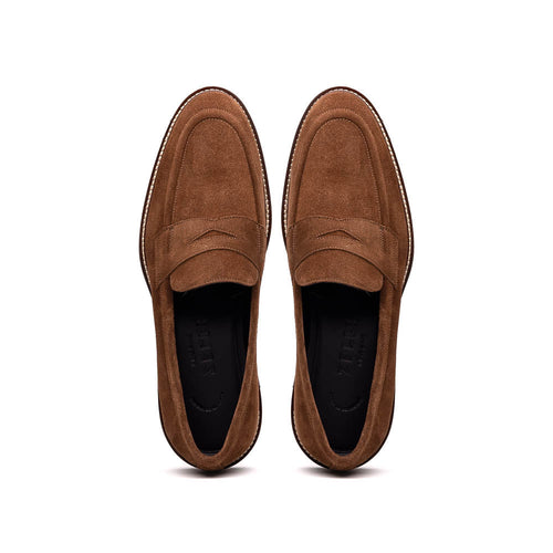 Zelli Italia 16-657-TOB ROMA Italian Suede Penny Loafers Tobacco