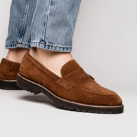 Zelli Italia 16-657-TOB ROMA Italian Suede Penny Loafers Tobacco
