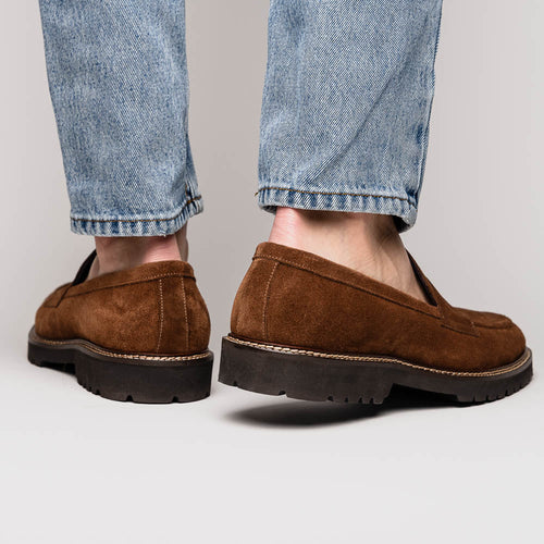Zelli Italia 16-657-TOB ROMA Italian Suede Penny Loafers Tobacco