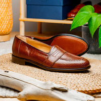 14-202-CGN ROSSI Teju Lizard Penny Loafer, Cognac Zelli Italia