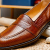 14-202-CGN ROSSI Teju Lizard Penny Loafer, Cognac Zelli Italia