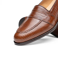 14-202-CGN ROSSI Teju Lizard Penny Loafer, Cognac Zelli Italia