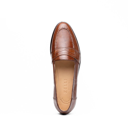 14-202-CGN ROSSI Teju Lizard Penny Loafer, Cognac Zelli Italia