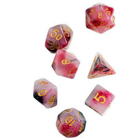 ToyShnip ToyShnip RPG Dice Set (7+1): Pink, Black, Red Marble
