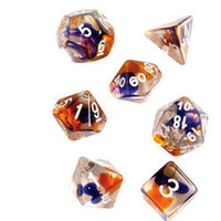 ToyShnip RPG Dice Set (7+1): Purple, Orange Semi-Transparent Resin
