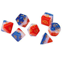 ToyShnip RPG Dice Set (7+1): Red, White, and Blue Semi-Transparent Resin