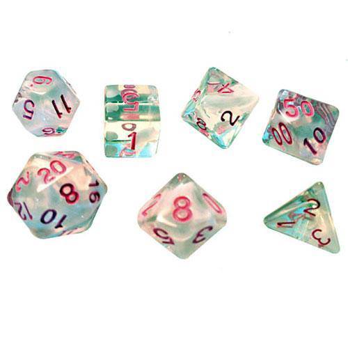 ToyShnip ToyShnip RPG Dice Set (7+1): White Cloud , Pink Ink