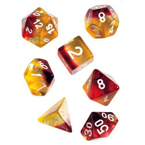ToyShnip ToyShnip RPG Dice Set (7+1): Yellow, Red Translucent