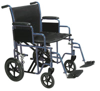 Bariatric Heavy Duty Transport Wheelchair with Swing Away Footrest, 20" Seat, Blue RIO Medical Supplies