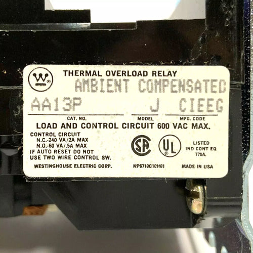 Low Price for All Low Price for All Westinghouse AA23P Overload Relay
