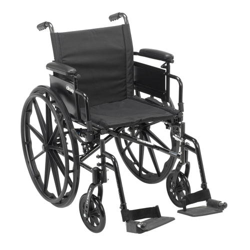 Cruiser X4 Lightweight Dual Axle Wheelchair with Adjustable Detachable Arms, Desk Arms, Swing Away Footrests, 20" Seat RIO Medical Supplies