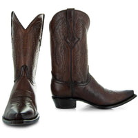 Soto Boots Men's Snip Toe Cowboy Boots Burnished Brown (H50030)