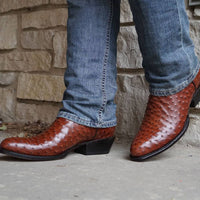 Soto Boots Soto Boots Men's Cognac Ostrich Print Cowboy Boots (H7002)