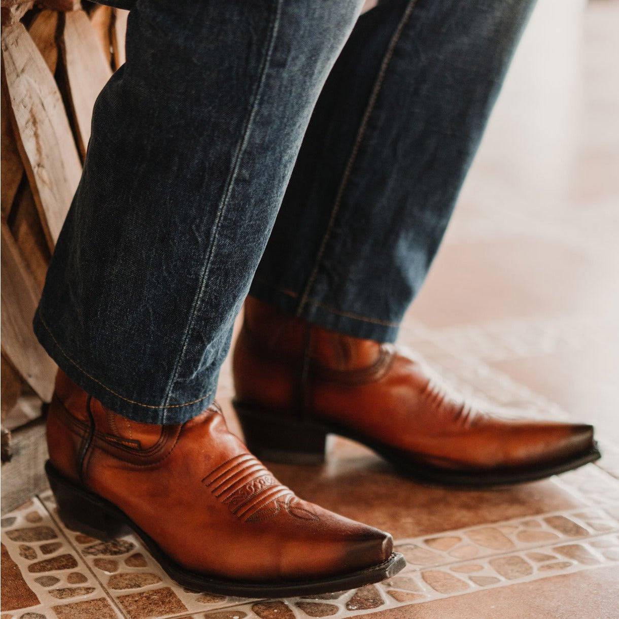 Soto Boots Men's Snip Toe Cowboy Boots Tan (H50030) | Soto Boots