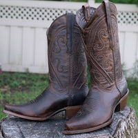 Soto Boots Cheyenne Cowgirl Boots | Women's Snipped Toe Leather Boots (M50041)