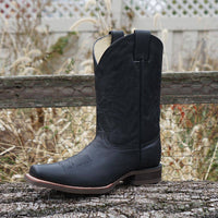 Soto Boots Soto Boots Black Square Toe Leather Cowboy Boots H4002