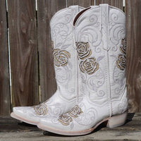 Soto Boots Soto Boots White Rose Inlayed Women's Cowgirl Boots (M50032)