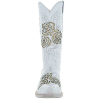 Soto Boots Soto Boots White Rose Inlayed Women's Cowgirl Boots (M50032)