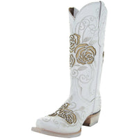 Soto Boots Soto Boots White Rose Inlayed Women's Cowgirl Boots (M50032)