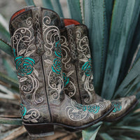 Soto Boots Turquoise Rose Inlayed Women's Cowgirl Boots (M50032)