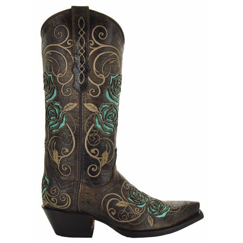 Soto Boots Turquoise Rose Inlayed Women's Cowgirl Boots (M50032)
