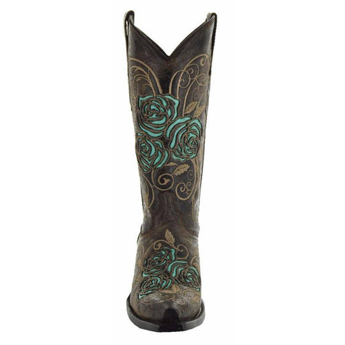 Soto Boots Turquoise Rose Inlayed Women's Cowgirl Boots (M50032)