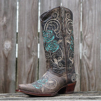 Soto Boots Turquoise Rose Inlayed Women's Cowgirl Boots (M50032)