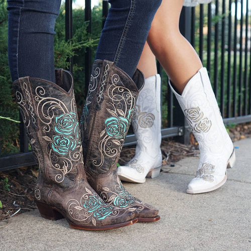 Soto Boots Turquoise Rose Inlayed Women's Cowgirl Boots (M50032)