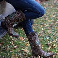 Soto Boots Turquoise Rose Inlayed Women's Cowgirl Boots (M50032)