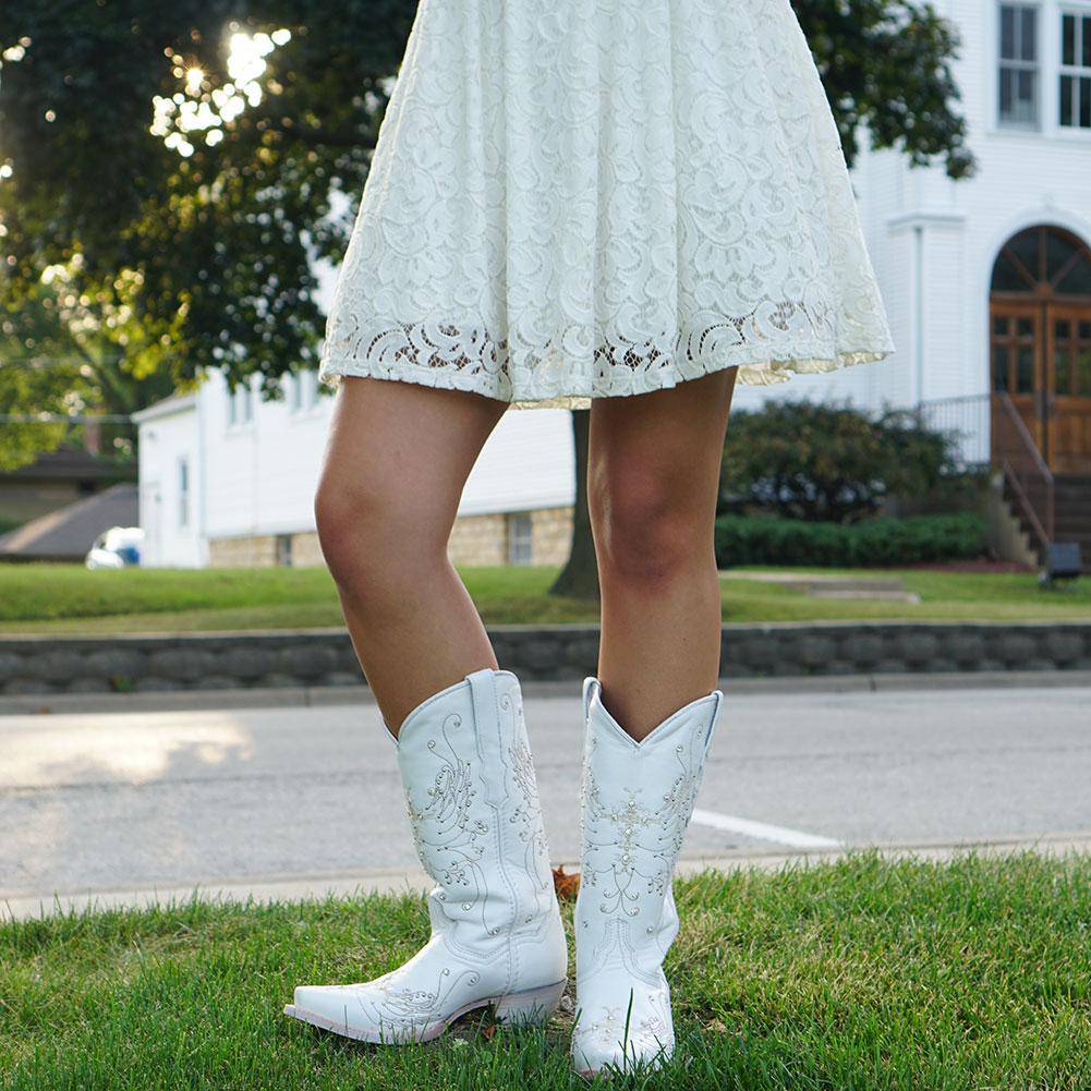 Soto Boots White Rhinestone Cowgirl Boots (Wedding Cowgirl Boots)